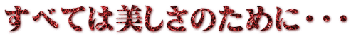 すべては美しさのために・・・